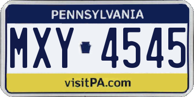 PA license plate MXY4545