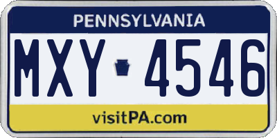 PA license plate MXY4546