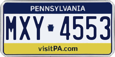 PA license plate MXY4553