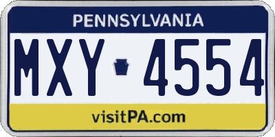 PA license plate MXY4554