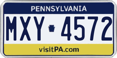 PA license plate MXY4572