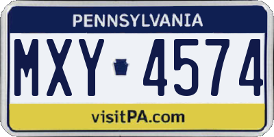 PA license plate MXY4574