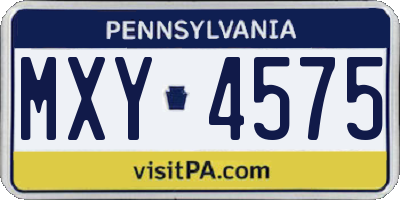 PA license plate MXY4575