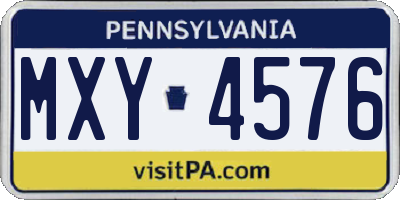 PA license plate MXY4576