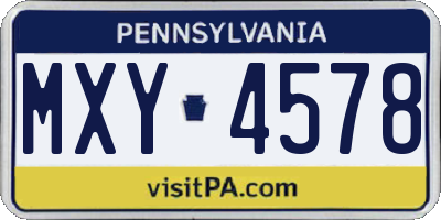 PA license plate MXY4578