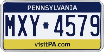 PA license plate MXY4579