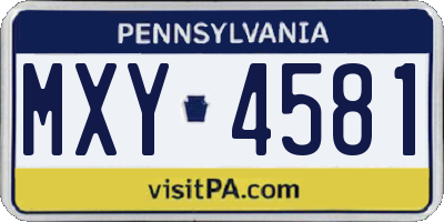 PA license plate MXY4581