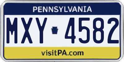 PA license plate MXY4582