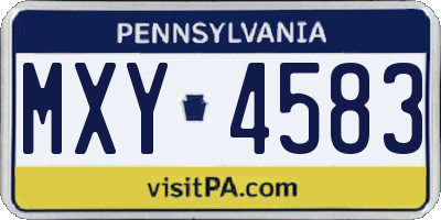 PA license plate MXY4583