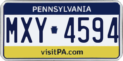 PA license plate MXY4594