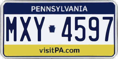 PA license plate MXY4597
