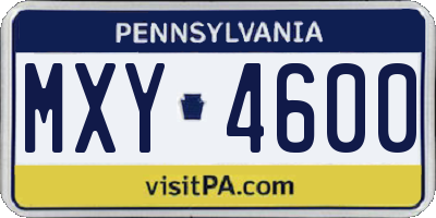 PA license plate MXY4600