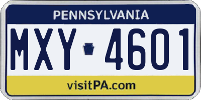 PA license plate MXY4601