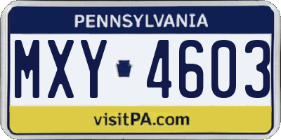 PA license plate MXY4603