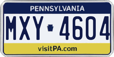 PA license plate MXY4604
