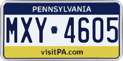 PA license plate MXY4605