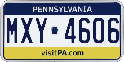PA license plate MXY4606