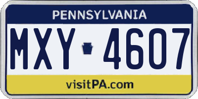 PA license plate MXY4607