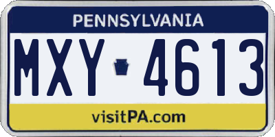 PA license plate MXY4613
