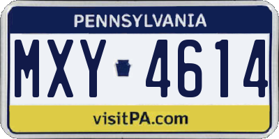 PA license plate MXY4614