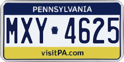 PA license plate MXY4625