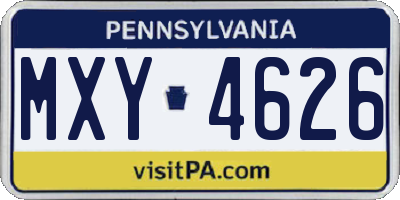 PA license plate MXY4626