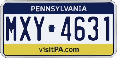 PA license plate MXY4631