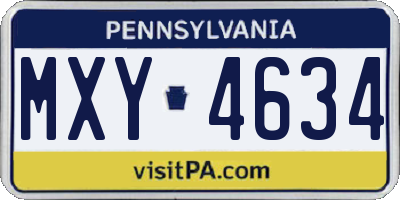 PA license plate MXY4634