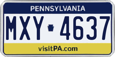 PA license plate MXY4637