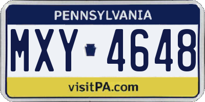 PA license plate MXY4648