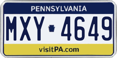 PA license plate MXY4649