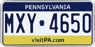 PA license plate MXY4650
