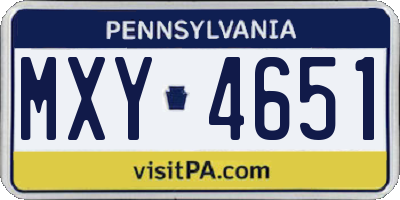 PA license plate MXY4651