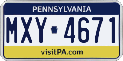 PA license plate MXY4671