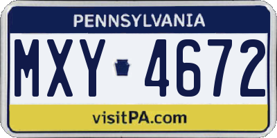 PA license plate MXY4672