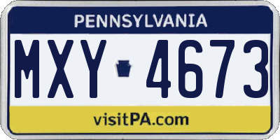 PA license plate MXY4673