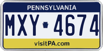 PA license plate MXY4674