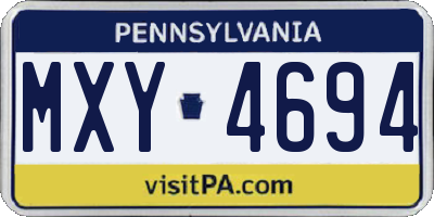 PA license plate MXY4694