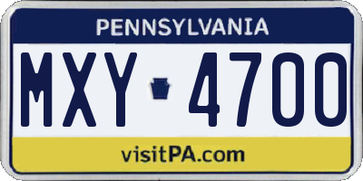 PA license plate MXY4700