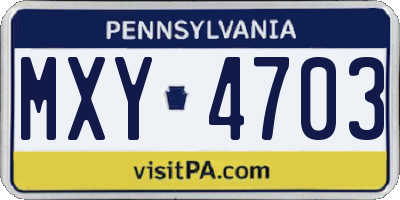 PA license plate MXY4703