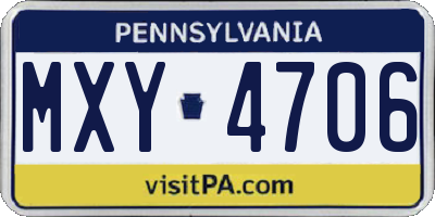 PA license plate MXY4706