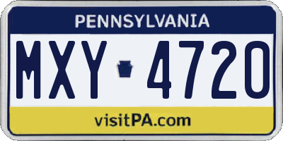PA license plate MXY4720