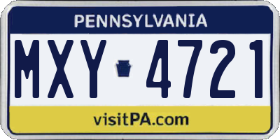 PA license plate MXY4721