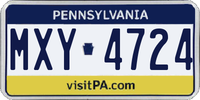 PA license plate MXY4724