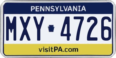PA license plate MXY4726