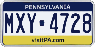 PA license plate MXY4728