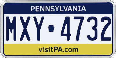 PA license plate MXY4732