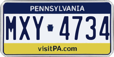 PA license plate MXY4734