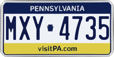 PA license plate MXY4735