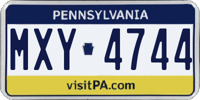PA license plate MXY4744